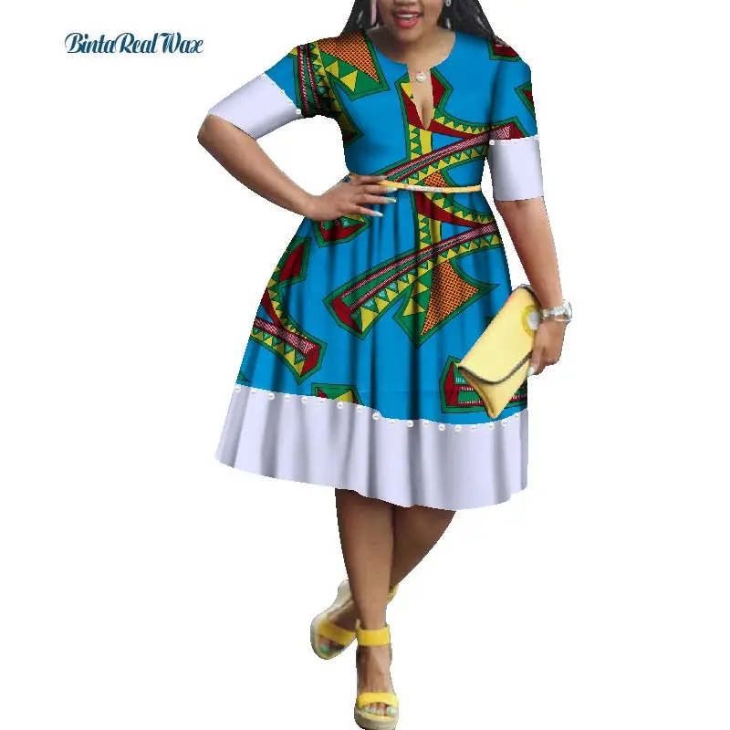 Повседневное платье Bazin Riche с имитацией жемчуга в стиле пэчворк, Драпированное платье, африканские платья с принтом для женщин, традиционная африканская одежда WY1718 - Цвет: 12