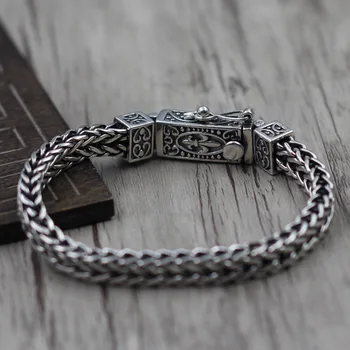 

925 sterling silver jewelry make do old man character anchor bracelet grain Retro bracelet Thai silver