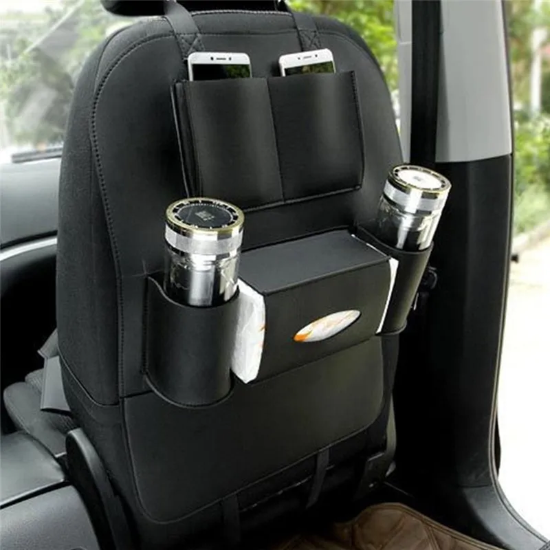 Leather Hanging SUV Car Back Seat Cover Mat Organizer Storage Multi-Pocket Bag