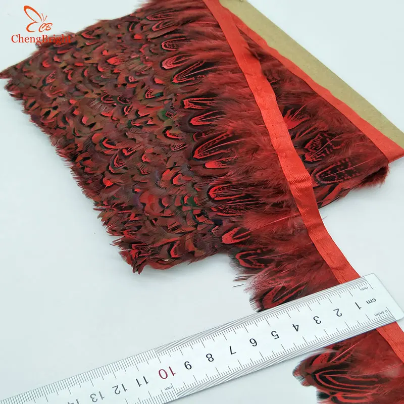 CHENGVRIGHT 4-8 см 1 ярс цыпленок фазана перо фазана, для платья юбка праздничная одежда украшения и DIY ремесло изготовление - Цвет: Красный
