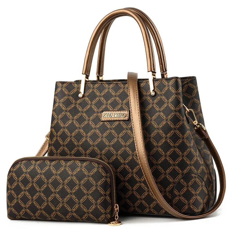 

Femme Vinatge Shoulder Bag PU Leather Hot Selling Letter Printing Cross Body Bag for Women's Brand Composite Handbags in Summer