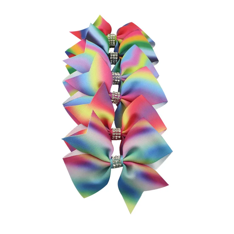 6pcslot 4'' Inch Baby Girls Hair Bows With Clips Grosgrains Ribbon Hairpins For Girls Stripe Knot  Bow Baby Hair Accessories  (3)