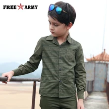 Брендовая Весенняя армейская зеленая рубашка для мальчиков модные хлопковые рубашки с длинными рукавами и отложным воротником с буквенным принтом для мальчиков детская одежда