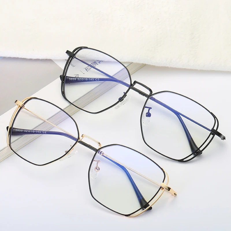 

2019 Blue Light Blocking Glasses Brand Designer Goggles Metal Retro Myopia Computer Eyeglasses Korean Screwless Eyewear