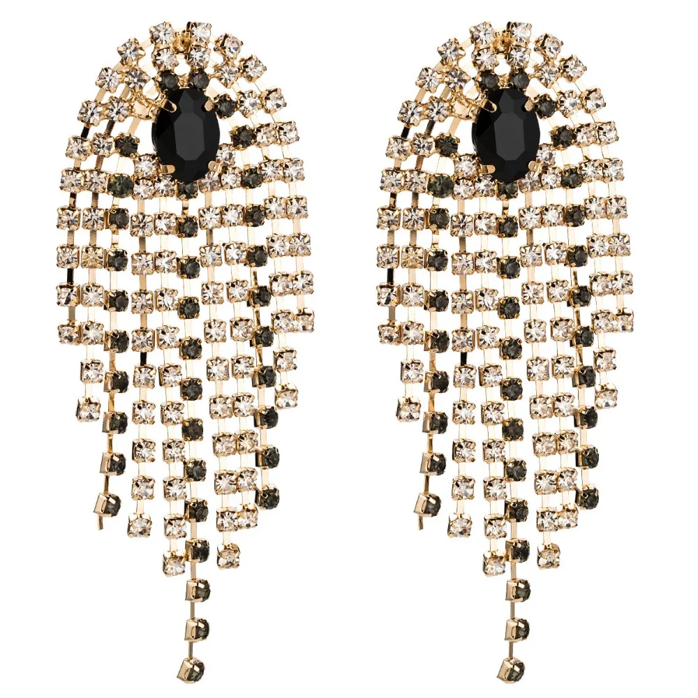 Lovely Design Shiny Rhinestone Chain Dangle Earrings For Womens Fashion