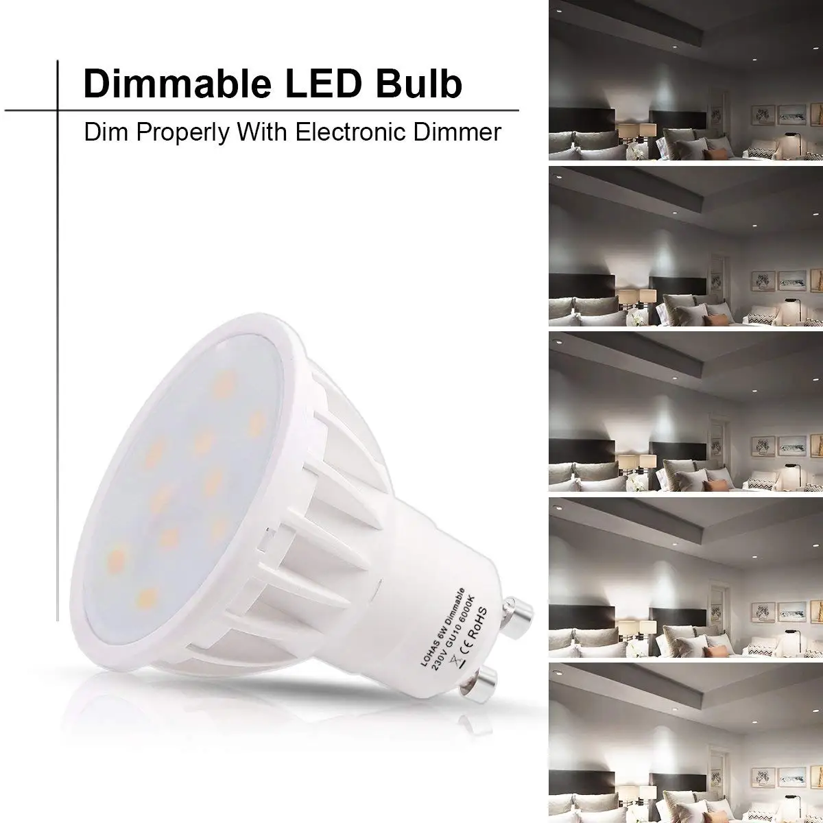 LOHAS GU10 6Watt LED Beautiful 3000K Warm White Colour 50Watt Replacement For...