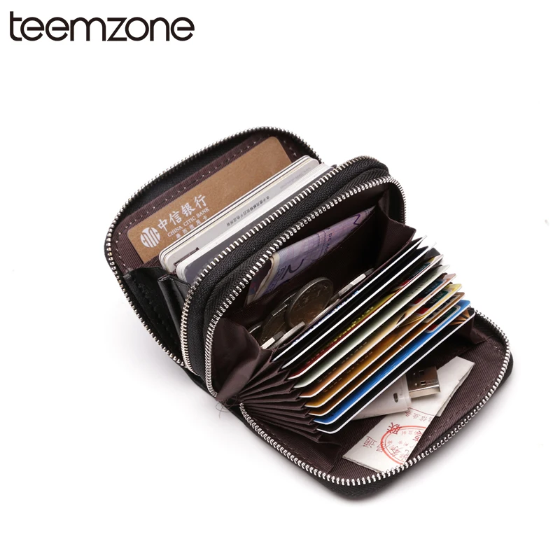 

Multi card slots Unisex Genuine Leather ID Credit Card Holder Men Wallet Cow leather Fashion women Double Zipper Card Bag j50