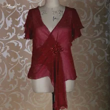 RSJ57 женские шифоновые накидки с коротким рукавом Обертывания бордовое Болеро большого размера