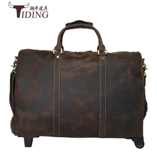 Багажные дорожные сумки упаковка натуральная кожаный чемодан на колесах дорога 20 дюймов деловая сумка классический коричневый Koffer коровья кожа