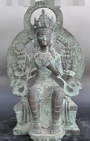 

006110 21" old tibetan buddhism bronze tara Kwan-Yin GuanYin Bodhisattva goddess statue