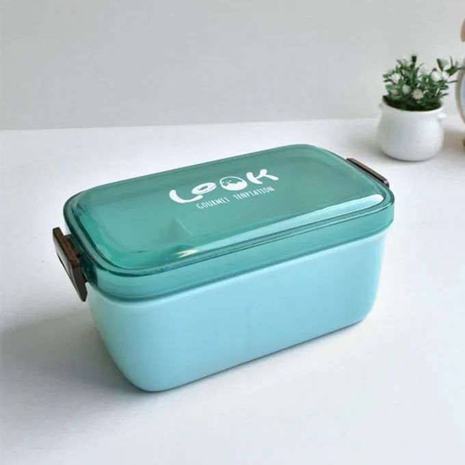 800 мл здоровые пластиковые Ланч-бокс герметичные микроволновые коробки для обедов бенто контейнер для хранения еды Ланчбокс BPA бесплатно - Цвет: Зеленый
