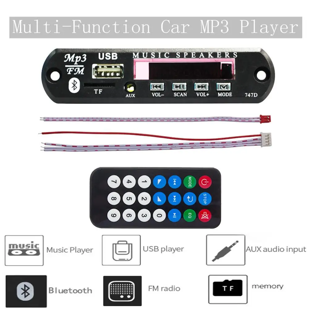 

Car Audio USB TF SD FM Radio Module Wireless Bluetooth 5V 12V MP3 WMA Decoder Board MP3 Player with Remote Control For Car