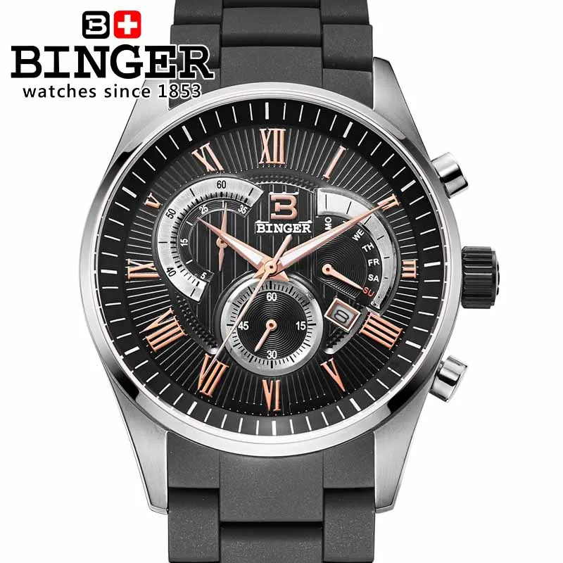 Free Shipping Wristwatches Men's Quartz Sport Utility Men Luxury Brand Automatic Chronograph Binger Military Watches Gift