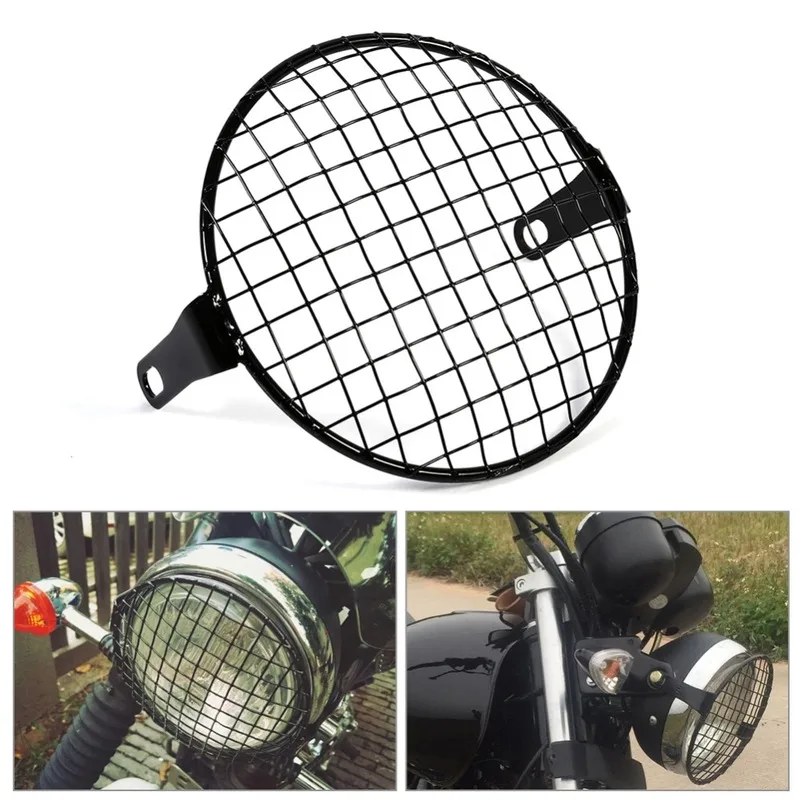 

6.3" Retro Motorcycle Headlight Grill Cover Mask Grill Side Mount Headlight lamp Cover Mask Cafe Racer Car-Styling