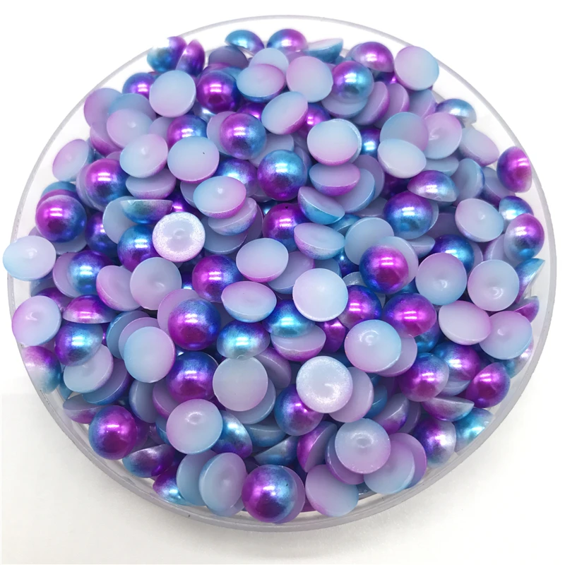 3/4/5/6/8mm Flat beads Colorful Imitation Pearls Half Round Pearl Bead