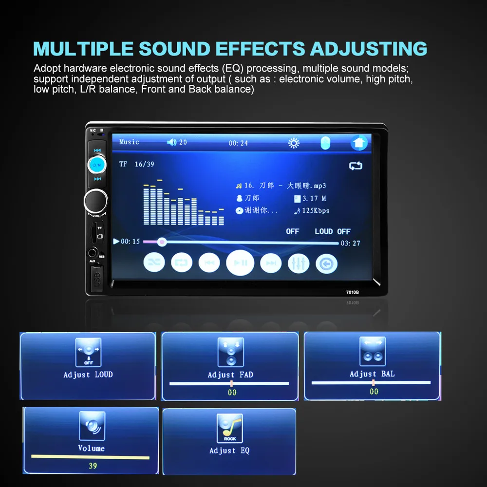 Радио-Кассетный проигрыватель 7 ''HD Bluetooth Сенсорный экран автомобиля стерео радио 2 DIN FM/MP5/MP3/USB/AUX автомобильные аксессуары