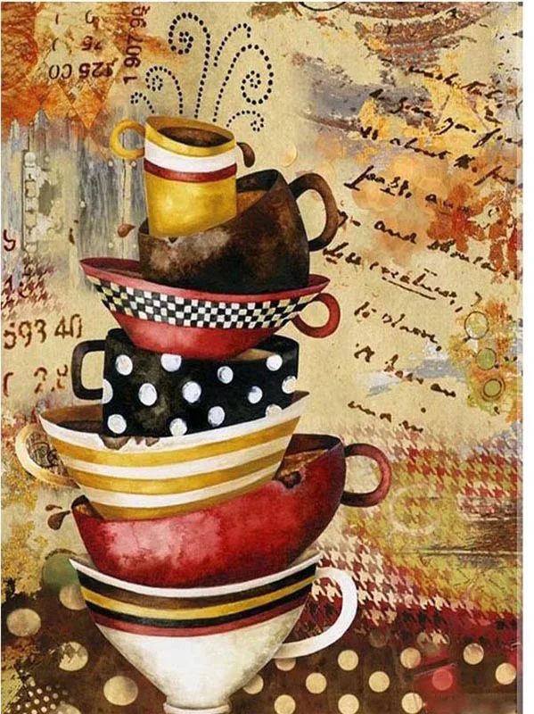 5D Diy Diamond Painting Coffeeware Pattern Needlework Diamond Embroidery Rhinestone Painting Hobbies and Crafts