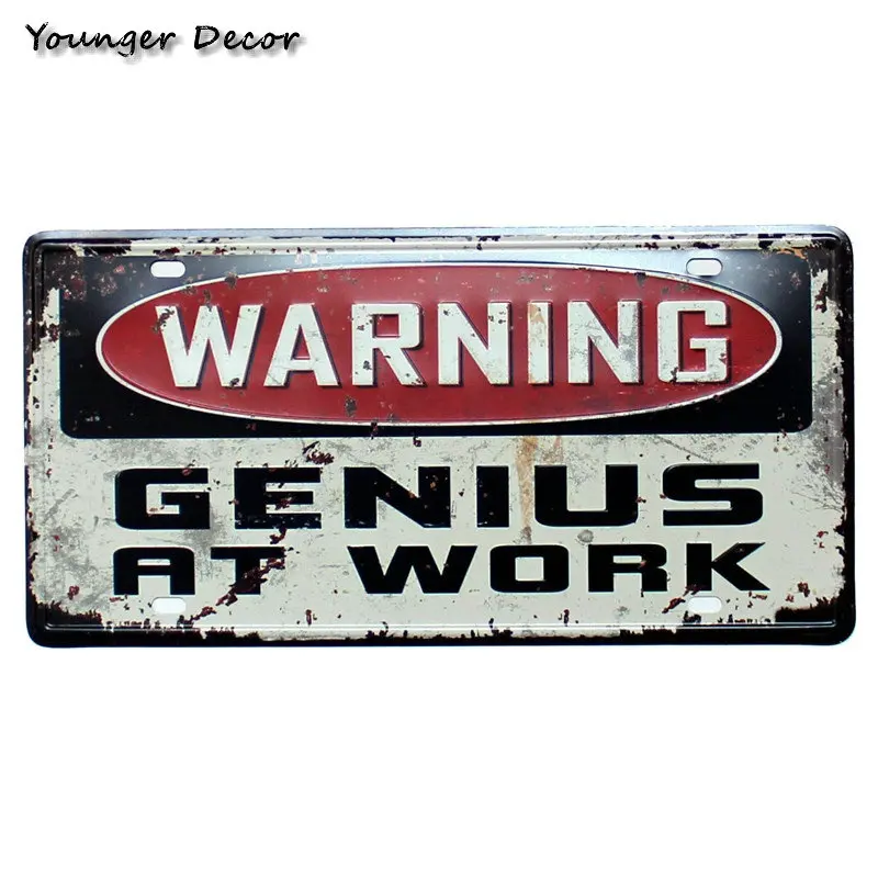 Предупреждение Genius на работе, металлический номерной знак, Бесплатный Wifi, винтажный домашний декор для бара, кафе, паба, без фотографий, для курения, YA001