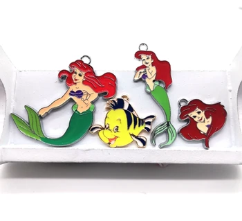 

Hot Sale 100 pcs Popular Cartoon Mermaid Princess fish Charm Pendants DIY Jewelry Making Accessories For Best Gift U12