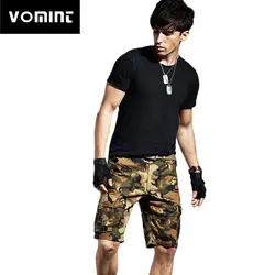 Vomint Лето Для мужчин хлопок Рубашки домашние по колено брюки multi-карман камуфляж молодежи одежда для отдыха Cargo shorts