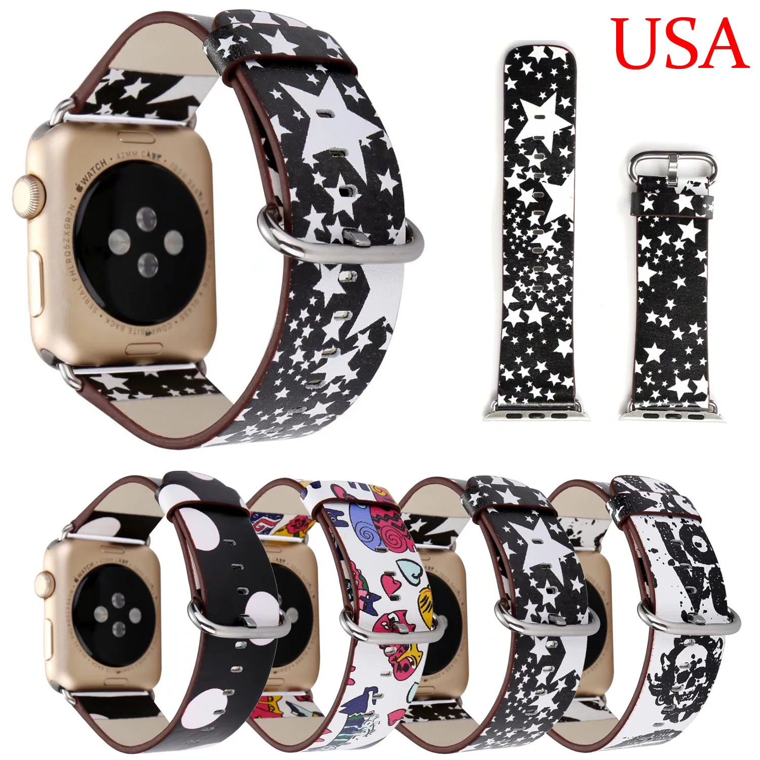 Кожаный ремешок для часов Apple Watch 44 мм 42 40 38 сменные ремешки iWatch Series 1 2 3 4 5|Ремешки
