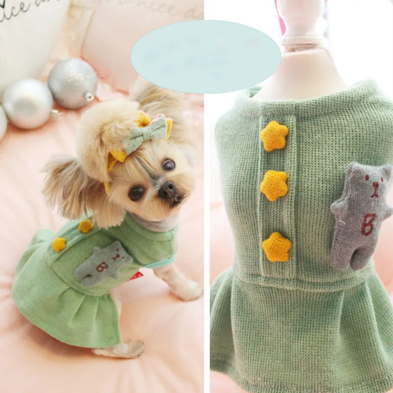 Зимний костюм для животного год собака одежда для малых и средних собак платья корейский стиль детское платье кошка собака платье для собаки чихуахуа