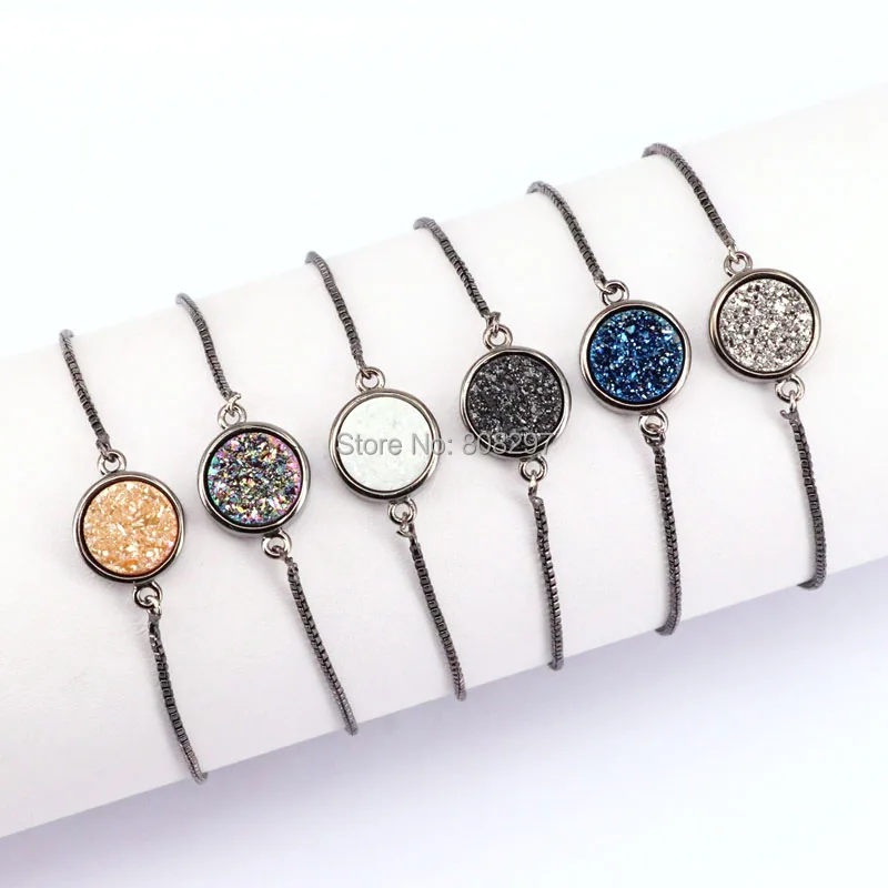 8Pcs Metalblack Electroplated Nature titanium quartz connector bracelet