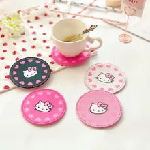 10 Pcs Cartoon Cat Pu Leather Food Dish/Coffee/Cup Mat Coaster