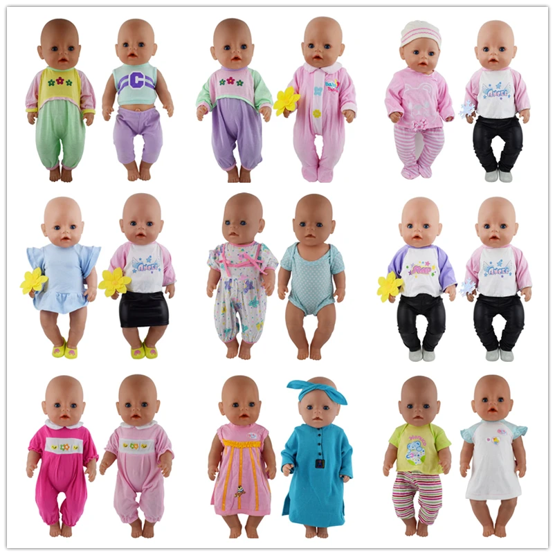 

2 Set Choose Jumpsuits Doll Clothes Wear For 43cm Zapf Baby Born Doll 17 Inch Reborn Babies Dolls Clothes