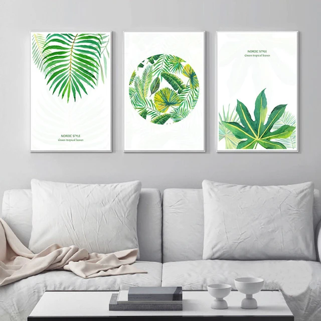 new watercolor green tropical canvas paintings nordic poster print