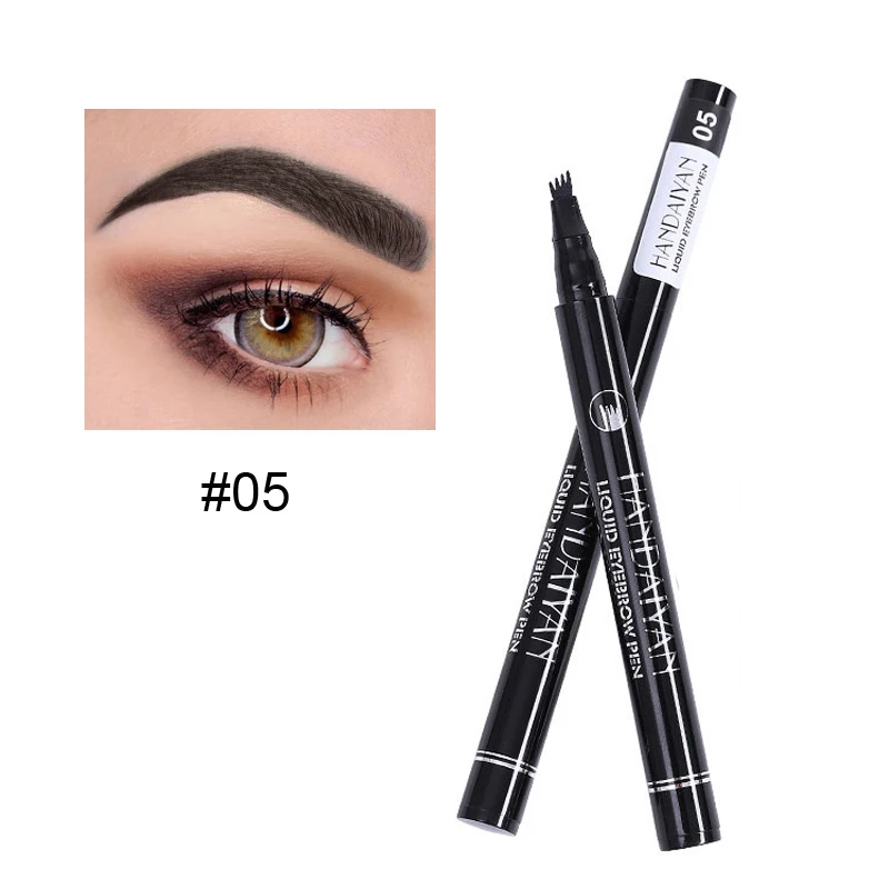05 Eyebrow Pencil HANDAIYAN, 4 вилки, микро-резьба, жидкий карандаш для бровей, черный, водонепроницаемый, ТИНТ, для бровей, татуировка, ручка для бровей, усилитель бровей, карандаш для бровей - Цвет: 05 Eyebrow Pencil