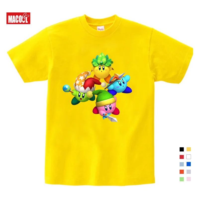 

Kirby Game Children Pure Cotton T-shirt Short Sleeve Round Neck Shirt Children Clothes of High Quality Black Baby T-shirt YUDIE