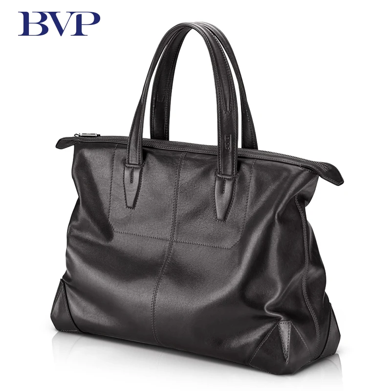 

Soft Leather Business Laptop Briefcase Genuine Leather Mens Document Bag 14 Inch Computer Bag Cowhide Leather Traveling Bag J20