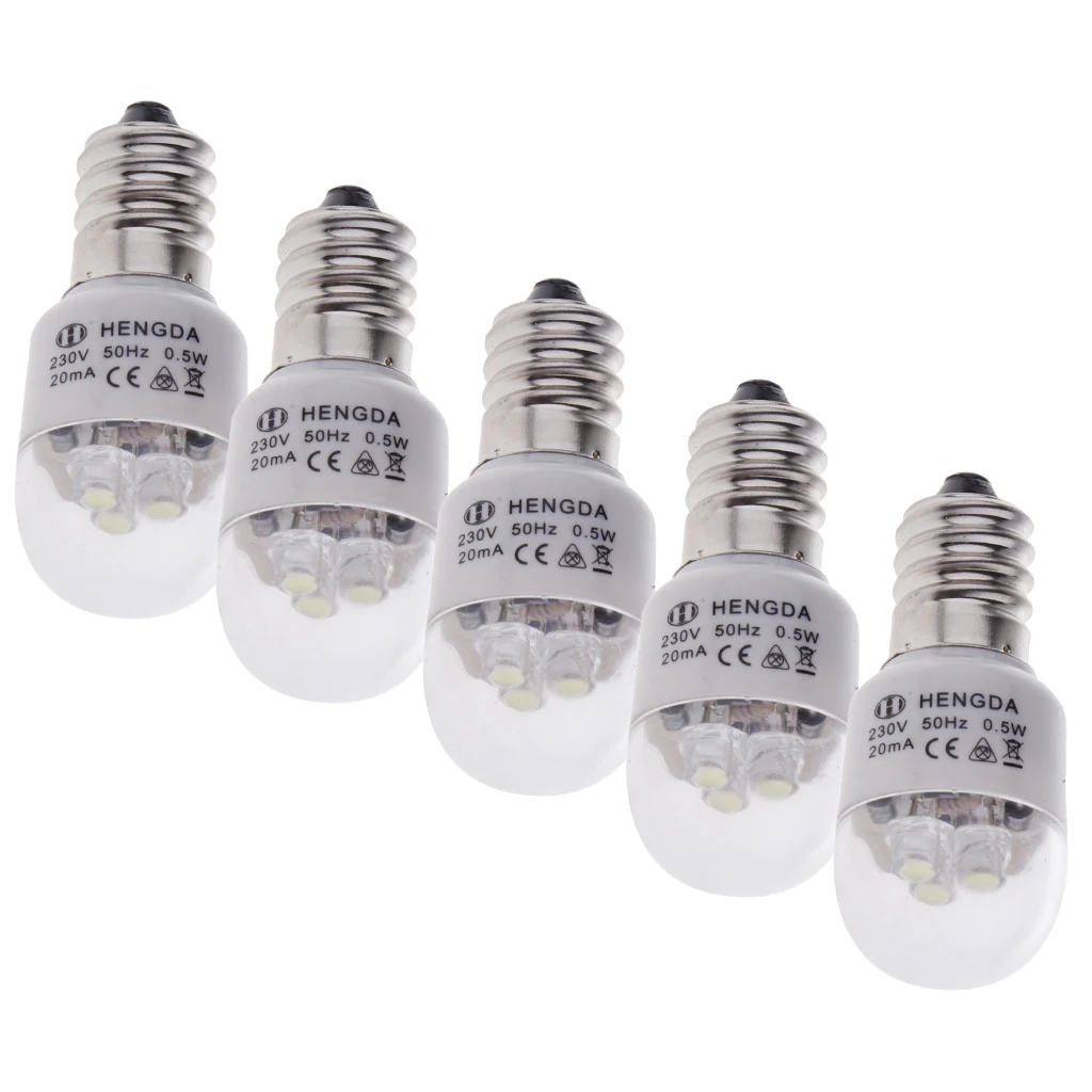 5pcs LED Light Bulbs 0.5W Domestic Sewing Machine Part for Brother, Singer, Feiyue, Acme, Juki, Butterfly, etc