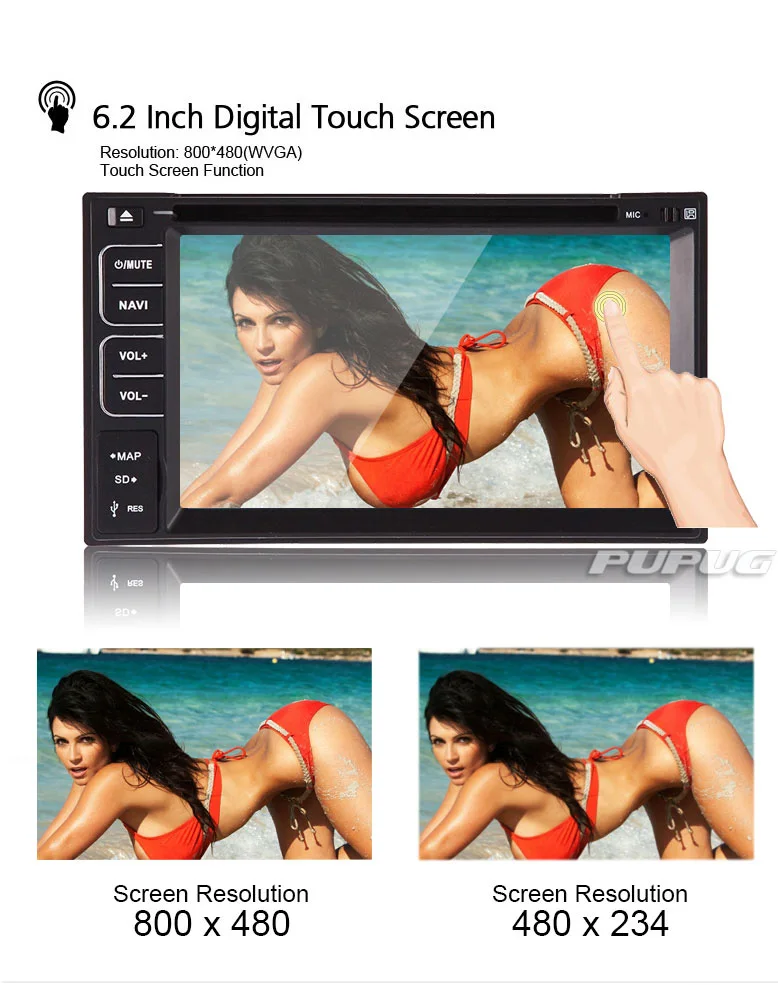 Discount FM AM AMP Radio Touchscreen SD GPS Stereo MP3 Music Car DVD Player Movie Map 6.2" EQ CAM Autoradio Navigator RDS Sub 5