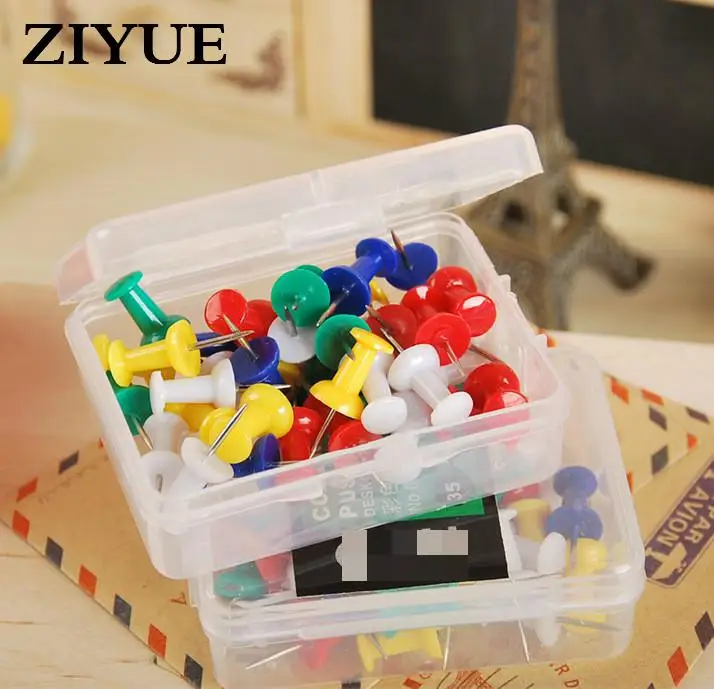 

Free Shipping 35 pcs/Box Cork Colorful Board Message Board Thumbnails Work Nail Painting Trumb Tack