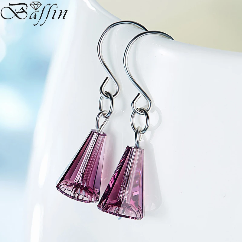 

Baffin Original Crystal From Austria Dome Drop Earrings Hanging Pendientes 925 Sterling Silver Jewelry For Women