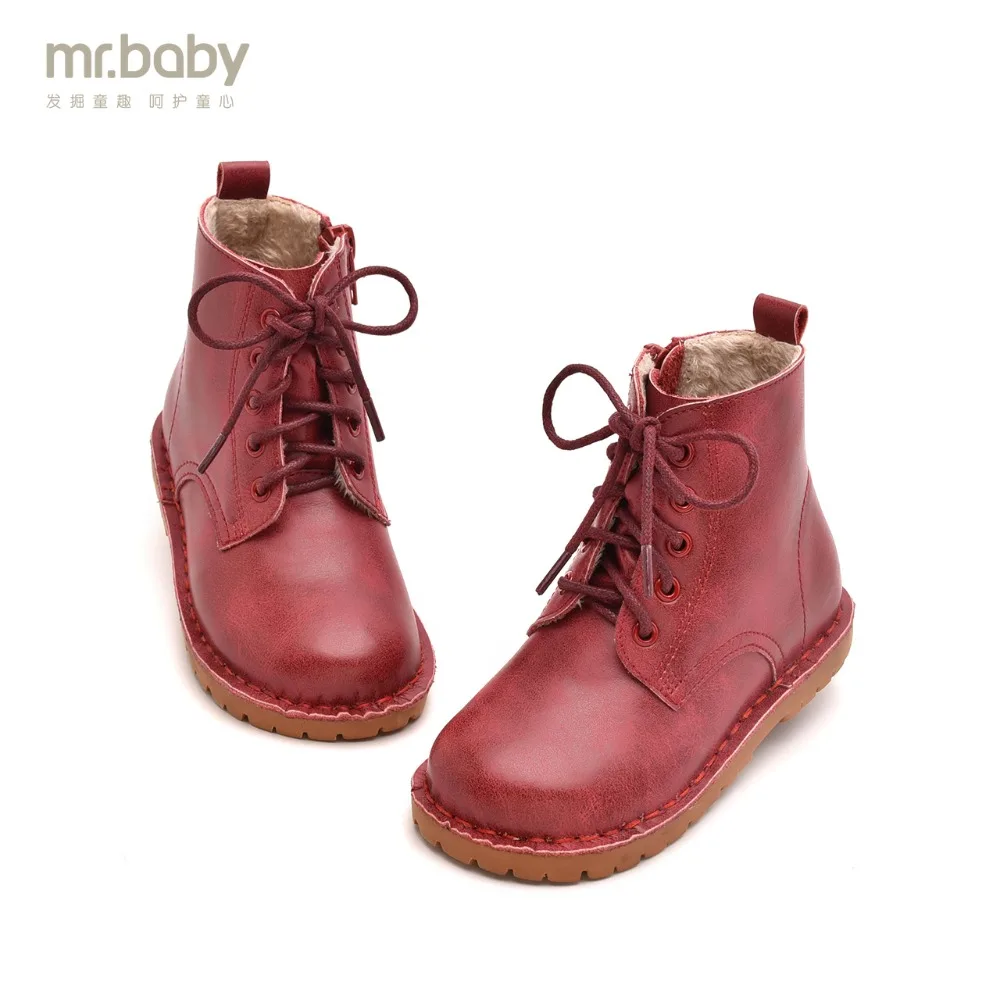 

Mr.baby Original kids shoes 2018 New Winter Fashion Handsome Contracted Pure color Martin boots Children boots