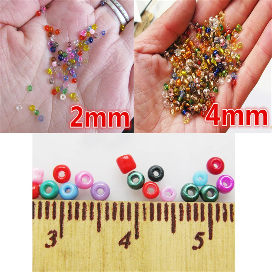 2/4mm 20g Mix Color Round Beads Silver Lined Glasss Spacer Beads for Jewelry Making DIY Necklace Bracelet Crafts for Needlework