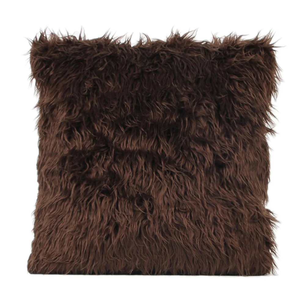 Меховая куртка модная мягкая меховая подушка с узором в виде квадратов Чехлы домашний Декор диванная Подушка Чехол
