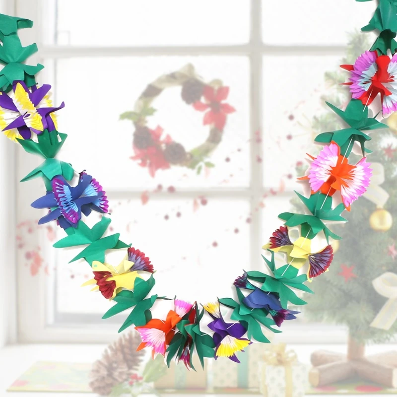 

Birthday Paper Flower Leaf Garland Decoration Tropical Multicolored Tissue Plant