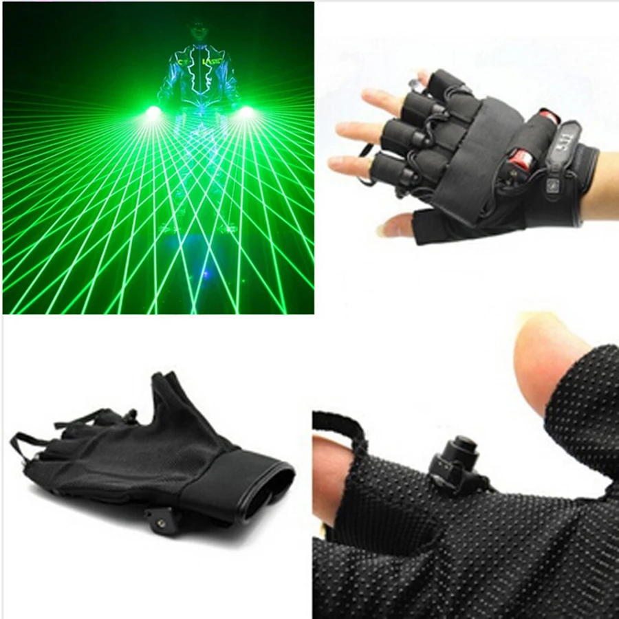 Green Laser Gloves Finger Lights Glowing Rave Gloves For Halloween