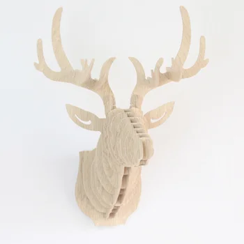 

6 Colors DIY Wooden Animal Deer Head Wall Hanging Creative Wood Home Wall Decor MDF Crafts Art 3D Wall Decoration Free Shipping