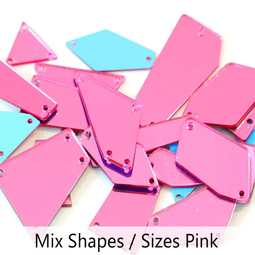 Пробивая по доступной цене! 50 шт. розовые зеркальные пришивные стразы неправильной формы акриловые зеркальные пришивные стразы хрустальные Швейные Стразы B1028 - Цвет: mix shapes