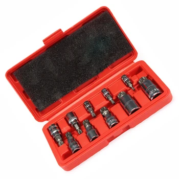 

10Pc Triple Square Spline Bit Socket Set 12 Point Tamper Proof 1/4 3/8 1/2 Inch