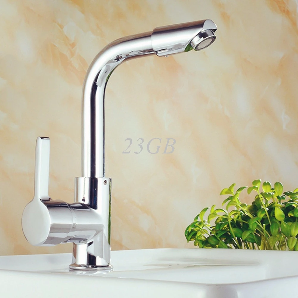 

Chrome 360 Degree Swivel Alloy Kitchen Mixer Cold Hot Basin Sink Tap Faucet S14Aug NO