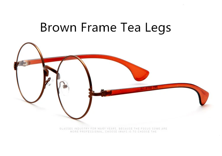 Шикарные очки ретро большая круглая металлическая оправа прозрачные линзы очки Nerd очки черные, розовые золотые оптические прозрачные очки - Цвет линз: Brown Tea