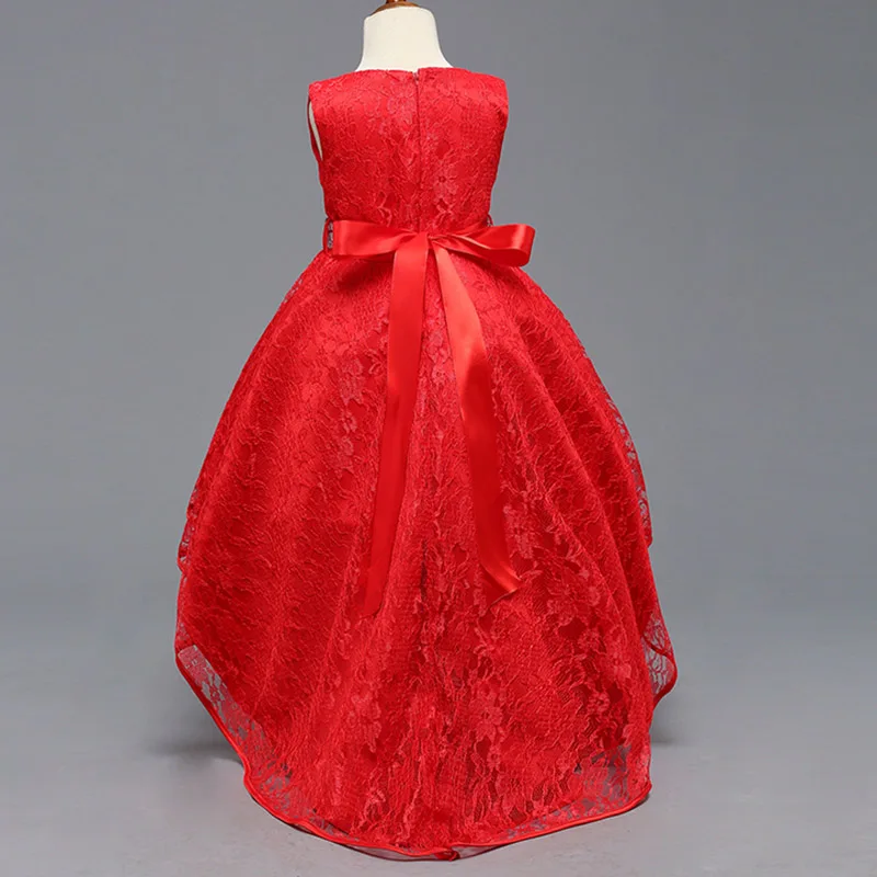Розничная ; кружевное длинное платье принцессы с жемчугом и бисером для торжественных случаев; элегантное платье для девочек с поясом, украшенным кристаллами; L493