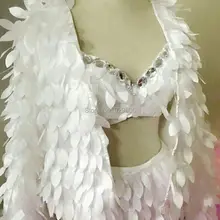 Новинка, модные костюмы для женщин, листья, жакет, бюстгальтер, короткий Блестящий наряд, Клубная одежда, сценический костюм для праздника, комплект одежды для вечеринки