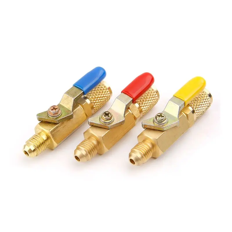 

1Pc R134A Shut Ball Valve Air Condition Refrigeration Tools 1/4" for A/C HVAC Charging Hoses-Random Color
